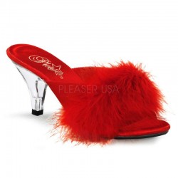 Belle Red Maribou Satin Slipper