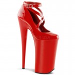 Red Beyond 10 Inch Cross Strap Platform Pump