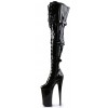 Beyond Black Buckled Thigh High 10 Inch Platform Boots