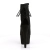 Black Suede Peep Toe and Heel Platform Ankle Boots