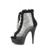 Delight Rhinestone Net Black Platform Ankle Boots