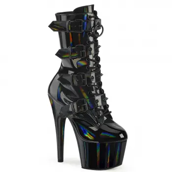 Adore Studded Black Hologram Lace Up-Ankle Boots