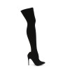 Courtly Black Nylon Thigh High Boot