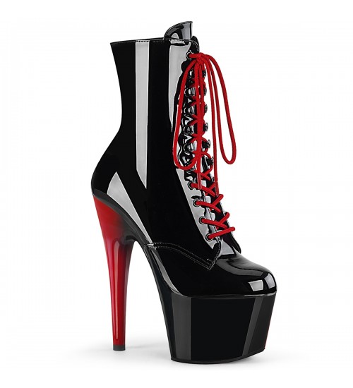 Adore Black Platform Boots with Red Heel