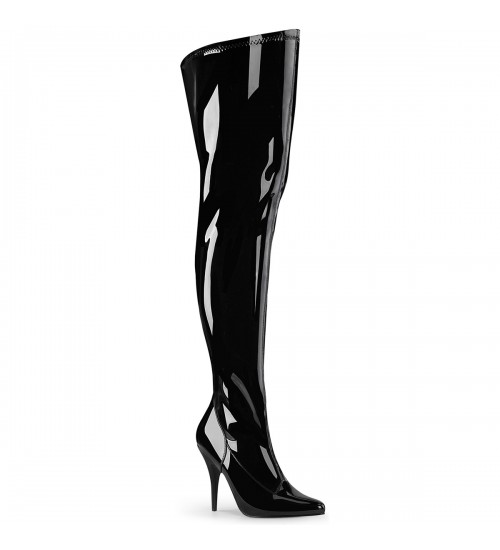 Seduce Black Patent Wide Calf Thigh High Boots