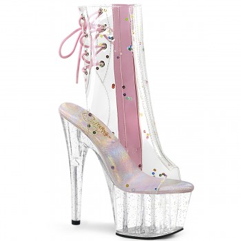 Clear and Pink Adore Platform Ankle Boot