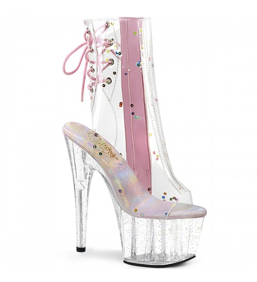 Clear and Pink Adore Platform Ankle Boot