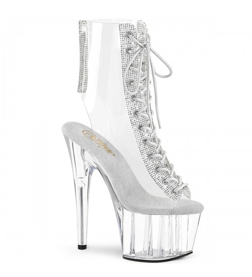 Clear Peep Toe Platform Ankle Boots