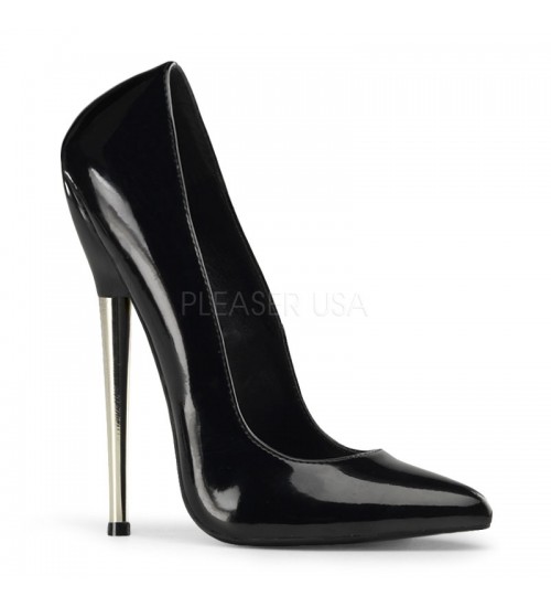 Dagger Silver Heel Black Fetish Pump