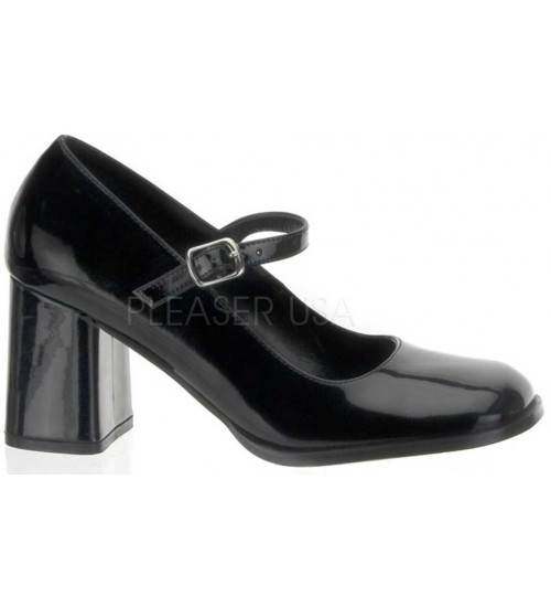 Gogo Black Block Heel Mary Jane Pump