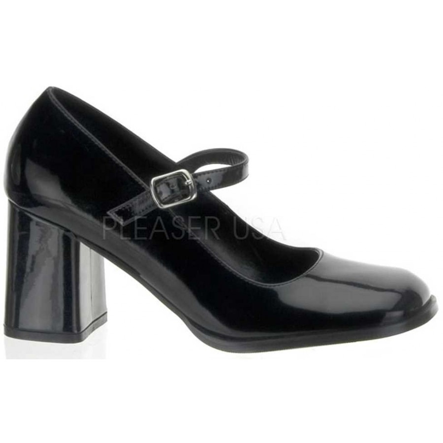 black leather mary jane heels