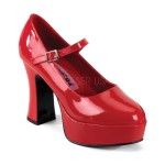 Red Mary Jane Square Heeled Pump
