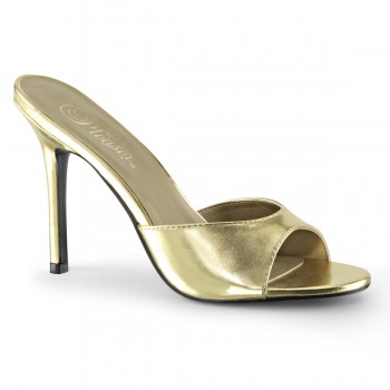 Classique Gold Faux Leather 4 Inch Mule