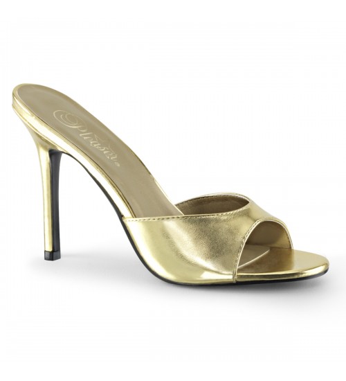 Classique Gold Faux Leather 4 Inch Mule