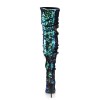 Courtly Green Sequin Thigh High Slouch Boot