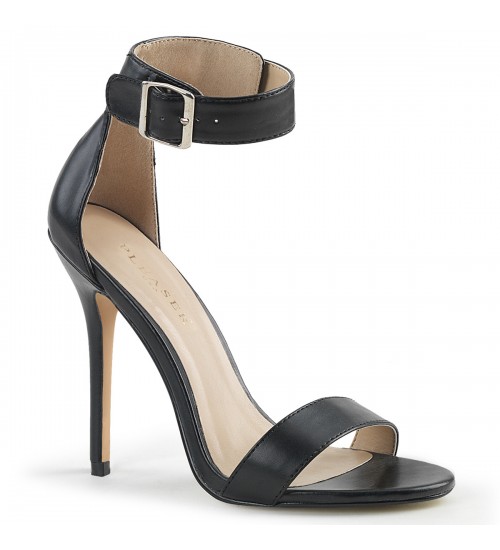 Amuse Black Stiletto Heel Ankle Strap Sandal