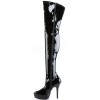 Black Indulge Faux Patent Leather Stiletto Heel Boots