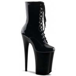 Black Infinity 9 Inch High Heel Platform Granny Boots