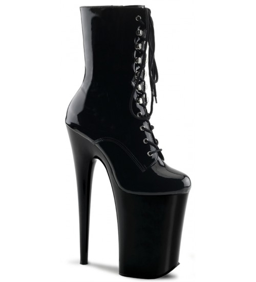 Black Infinity 9 Inch High Heel Platform Granny Boots