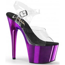 Purple Chrome Platform Clear Strap Platform Sandal