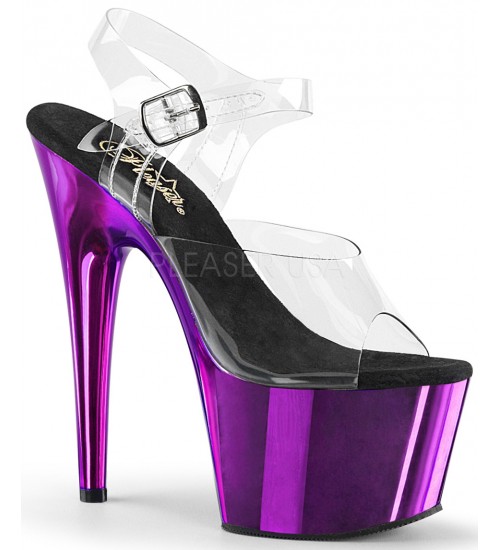 Purple Chrome Platform Clear Strap Platform Sandal