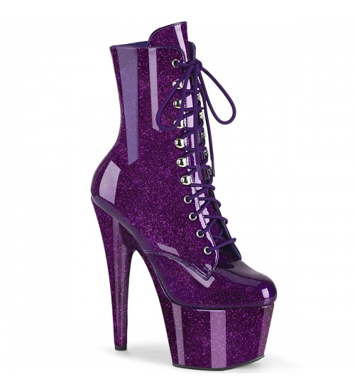 ADORE-1020 Purple Glitter Platform Ankle Boots for Women