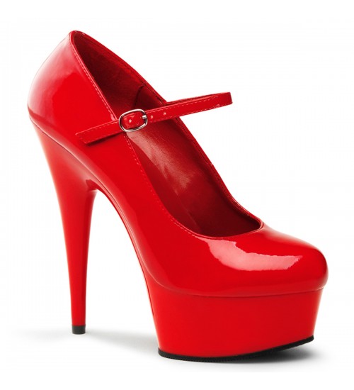 Delight Red High Heel Platform Mary Jane Shoes