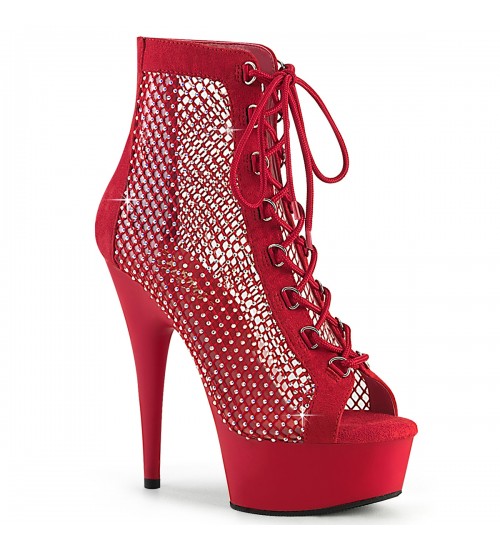Delight Rhinestone Net Red Platform Ankle Boots