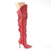 Classique Red Scrunch Thigh High Boot