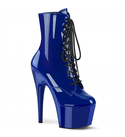 Adore Royal Blue Patent Platform Granny Ankle Boots