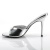 Classique Silver Faux Leather 4 Inch Mule