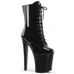 Xtreme 8 Inch High Black Patent Granny Boots